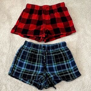 Auden Plaid Checked Lounge Pajama Shorts Women Size S Set Pockets Cotton